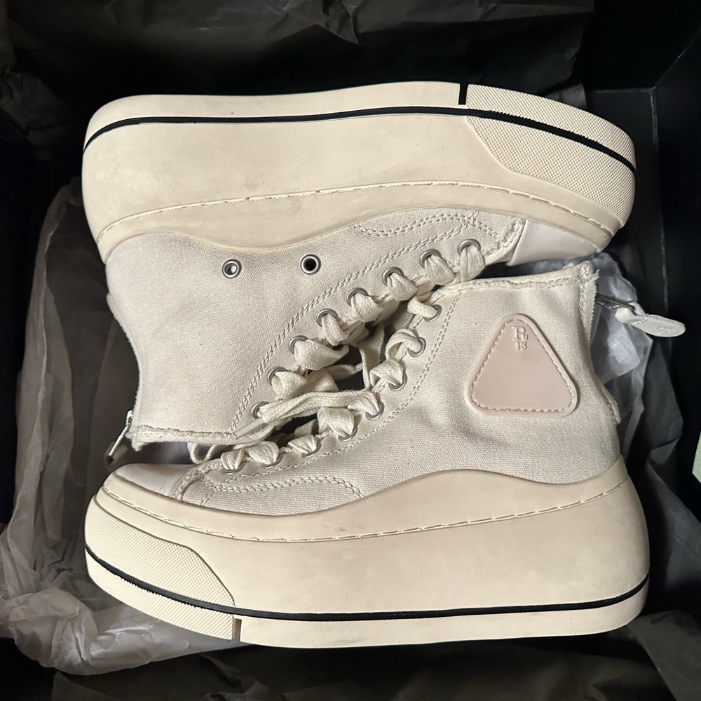 R13 Off-White High-Top Platform Sneakers - Picture 6 of 11